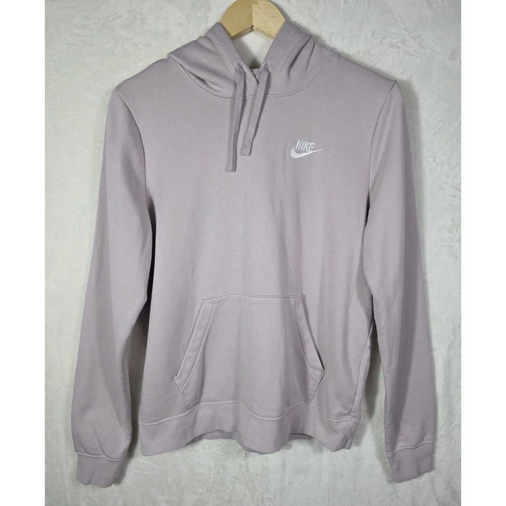 Nike Pullover Hoodie Pink Sweatshirt Logo Pocket Cotton Blend Women's Medium
